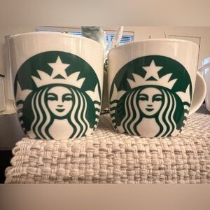 Starbucks White Mug Pair with Green Siren Logo